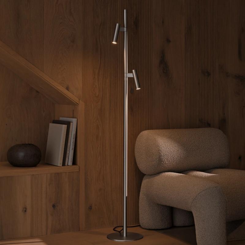 Nordlux Makoto gulvlampe i Satin Chrome