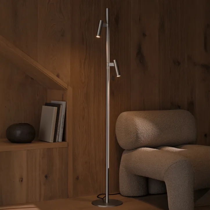 Nordlux Makoto gulvlampe i Satin Chrome