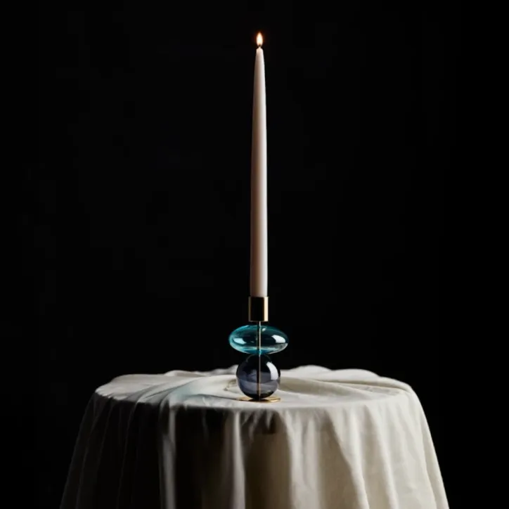 Holmegaard Bubble Lysestage H14 cm lys i Blå/Smoke