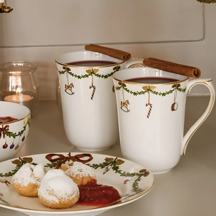 Royal Copenhagen Stjerne Riflet Jul Kop 36 cl sæt á 2 stk. - 1