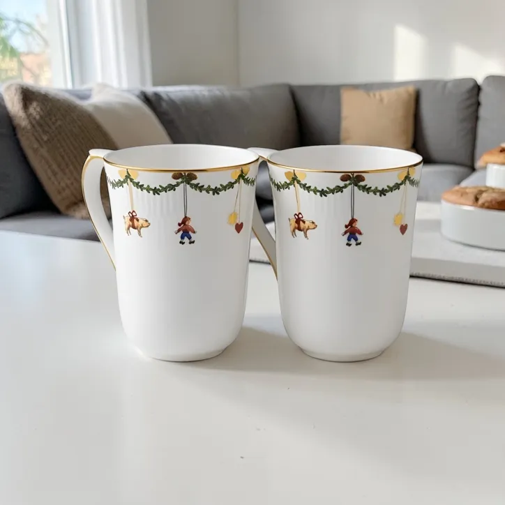 Royal Copenhagen Stjerne Riflet Jul Kop 36 cl sæt á 2 stk. - 2