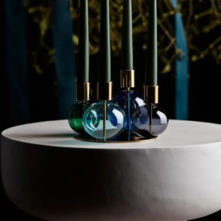 Holmegaard Bubble lysestage 17,5 cm blå/grøn - 3