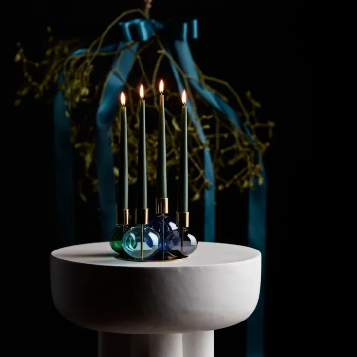 Holmegaard Bubble lysestage 17,5 cm blå/grøn