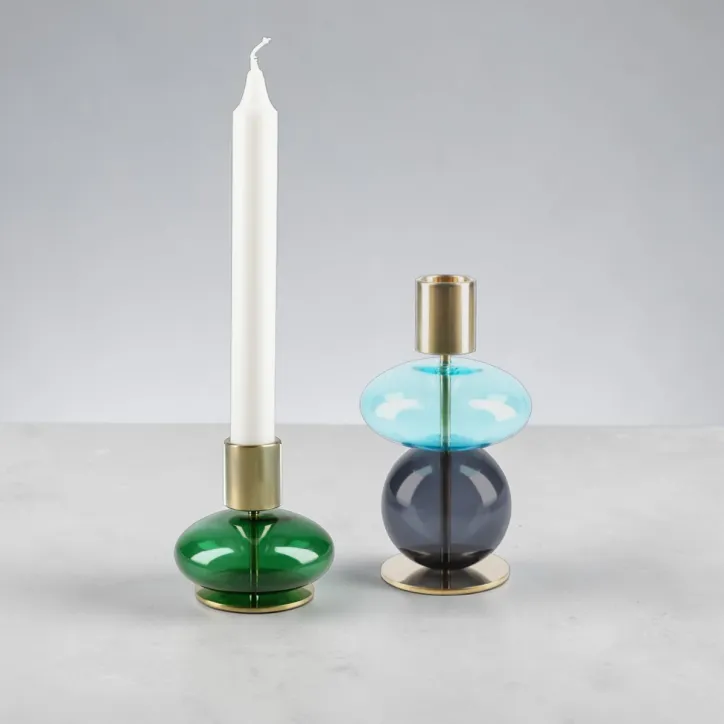 Holmegaard Bubble Lysestager i Grøn og Blå