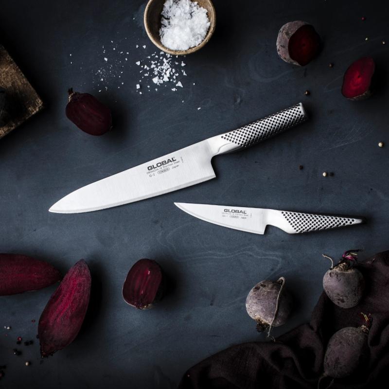 Global kokkekniv 20 cm og universalkniv 11 cm