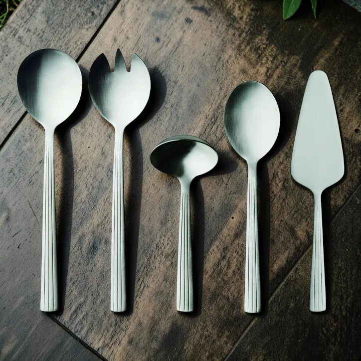AIDA RAW cutlery matte steel serveringssæt 5 dele
