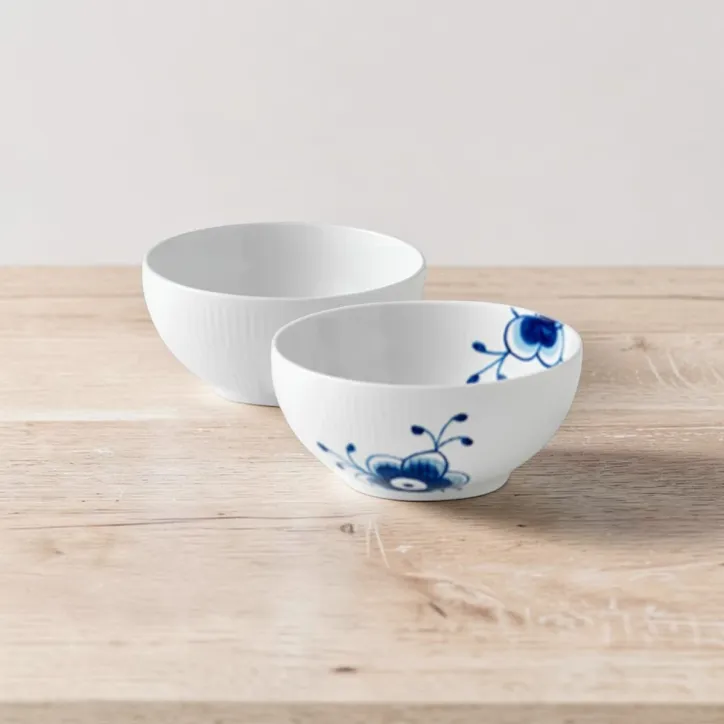 Royal Copenhagen blå og hvid mega riflet skålsæt