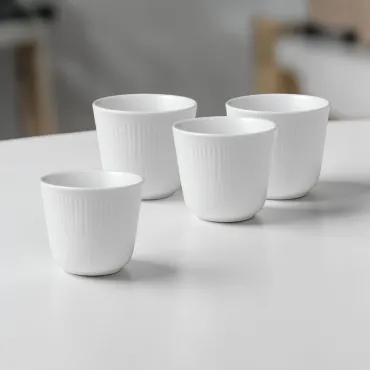 Royal Copenhagen Hvid Riflet Termokop 26 cl 4-pak