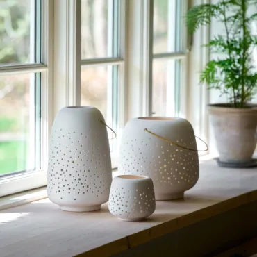  Uyuni keramik lanterner sæt – small, medium og large med LED lys