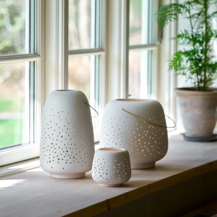  Uyuni keramik lanterner sæt – small, medium og large med LED lys