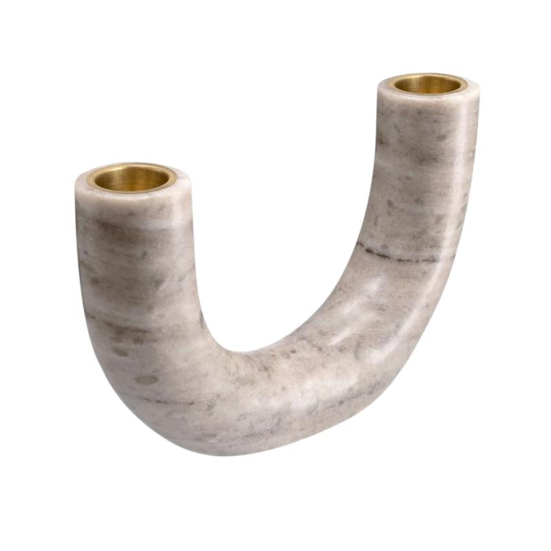 Uyuni double lysestage med LED lys i Oyster grey - 1