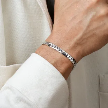 Lotus Style herrearmbånd i Sølv af rustfrit stål