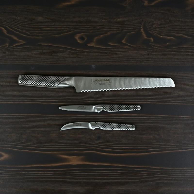 Global Classic knivsæt med brødkniv, urtekniv og tournierkniv