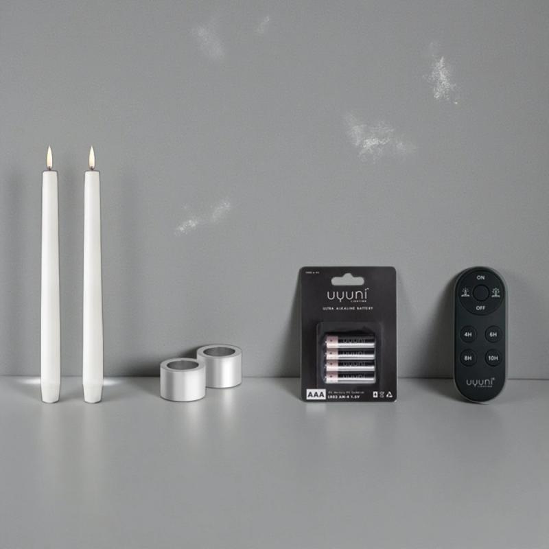 2 stk. Uyuni LED kronelys og lysestager i krom - 1