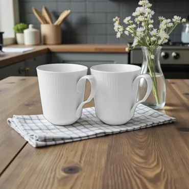 Royal Copenhagen Hvid Riflet Kop 38 cl 2 stk.