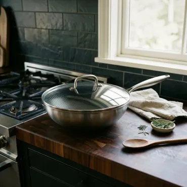 byGaard Hybrid Wok og AIDA RAW teak serveringssæt
