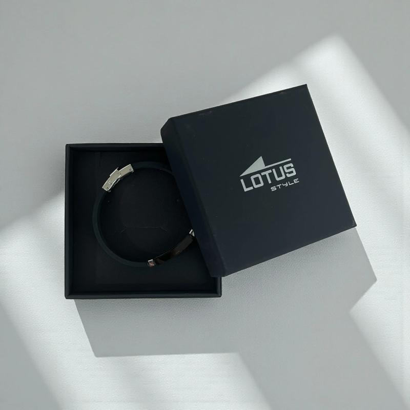 Lotus Style herrearmbånd i Sort rustfrit stål - 3