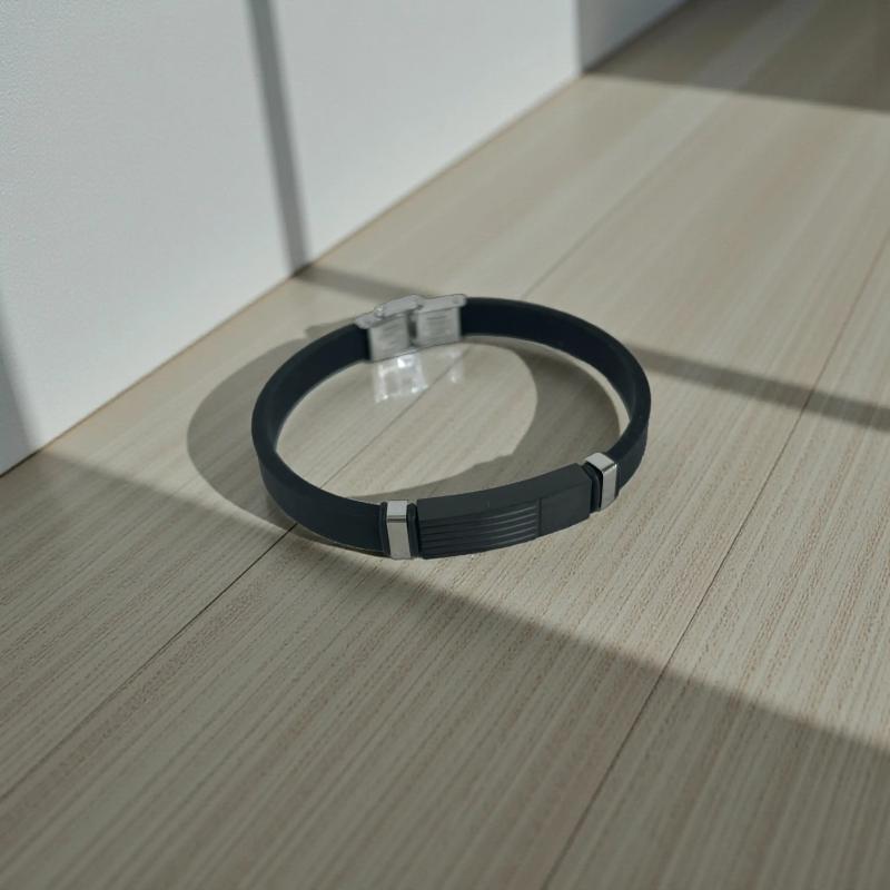 Lotus Style herrearmbånd i Sort rustfrit stål - 1