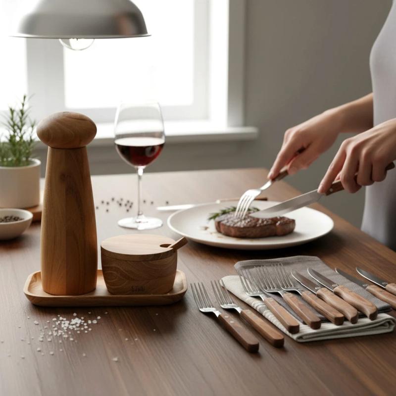 AIDA RAW Crafted kværnsæt og Noble Denmark Prima steakbestik