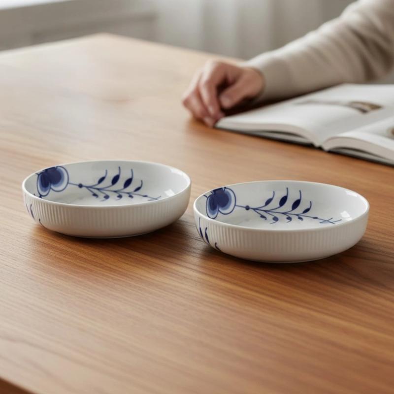 2 stk. Royal Copenhagen Blå mega riflet ovnfast fad 18,5 cm