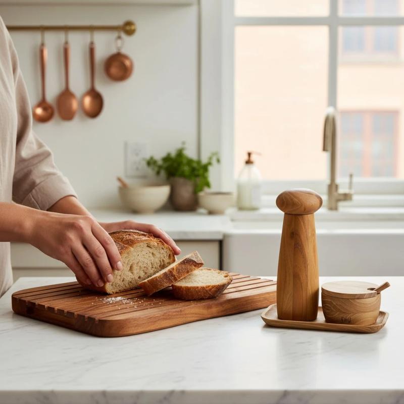 AIDA RAW Crafted kværnsæt og skærebræt i teak