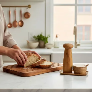 AIDA RAW Crafted kværnsæt og skærebræt i teak