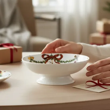 Royal Copenhagen Stjerne Riflet jul skål på fod 18 cm