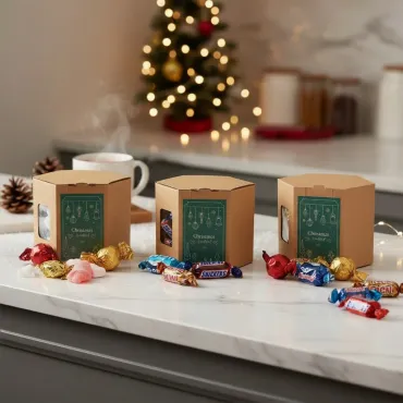 6-kantet æske S med julemix, chokolademix eller miniaturemix