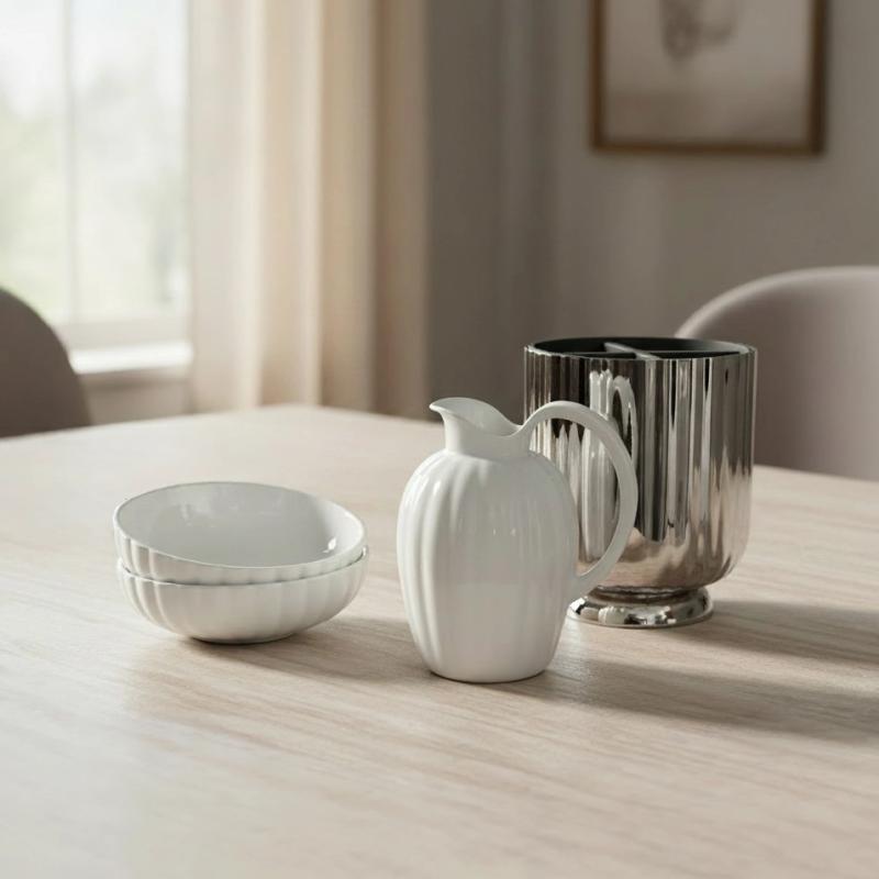 Georg Jensen Bernadotte serveringssæt og bestikholder
