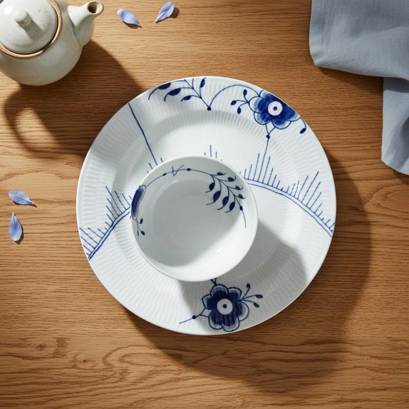 Royal Copenhagen Blå Mega Riflet skål og fad