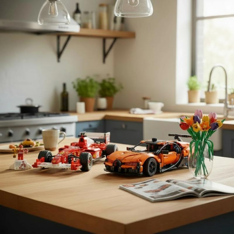 Vælg mellem LEGO racerbiler eller buket