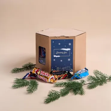 6-kantet æske S med julemix, chokolademix eller miniaturemix